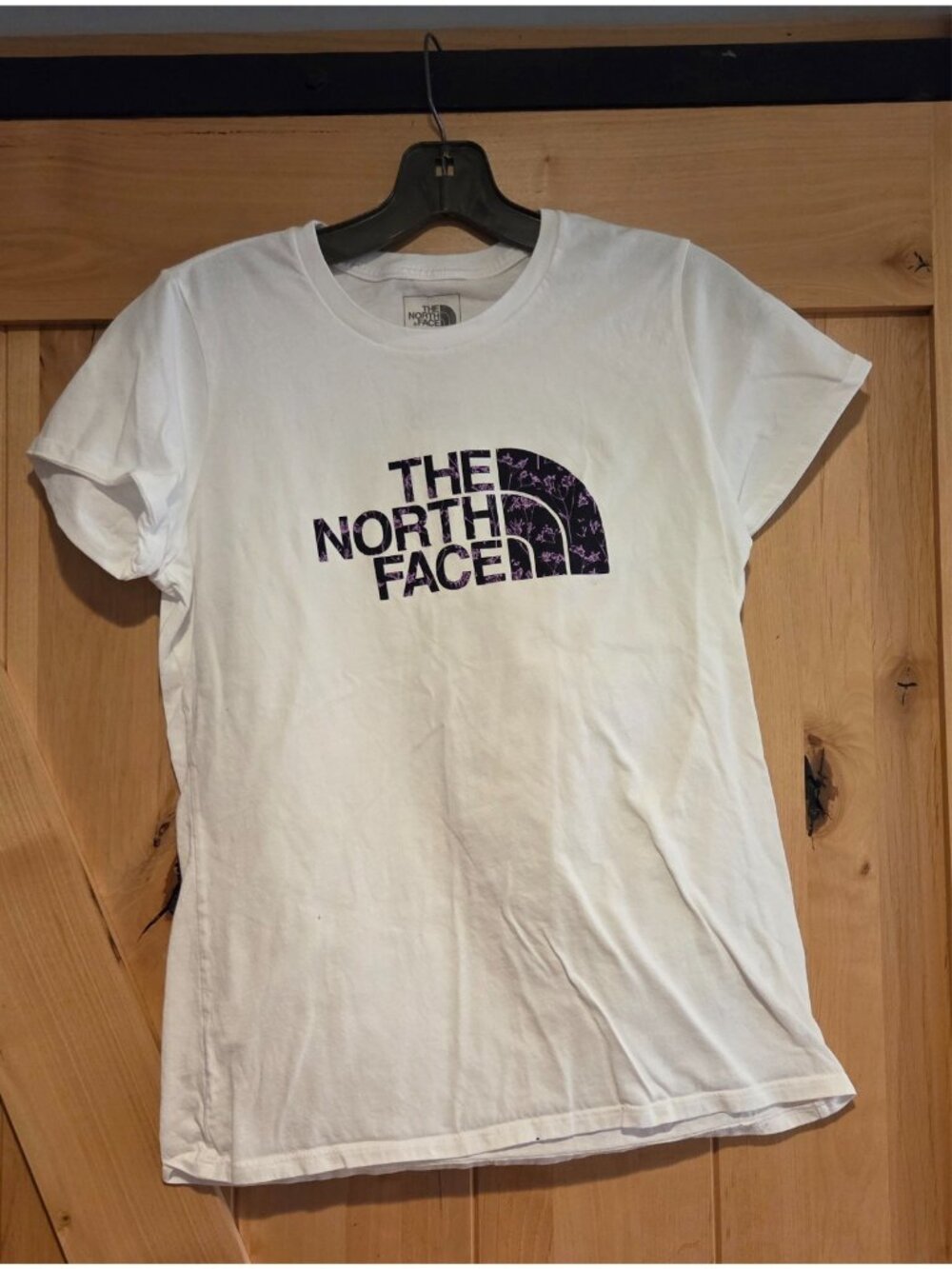 The North Face Women M White Purple Half Dome Logo Standard Fit T-Shirt Tee
